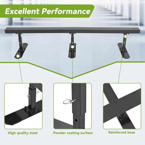 KUAFU 6ft Long Flat Bar Skate Rail, Portable Skateboard Ramp Grind Rail, Detachable Skatepark Grind Rail, for BMX, Scooters, Snowboard and Roller Skating - Adjustable Height