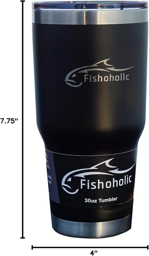 Fishoholic Tumbler - 20oz or 30oz Stainless Steel Mug with Magnetic Slide Lid | Double Wall, Vacuum Insulated for Hot & Cold Drinks
