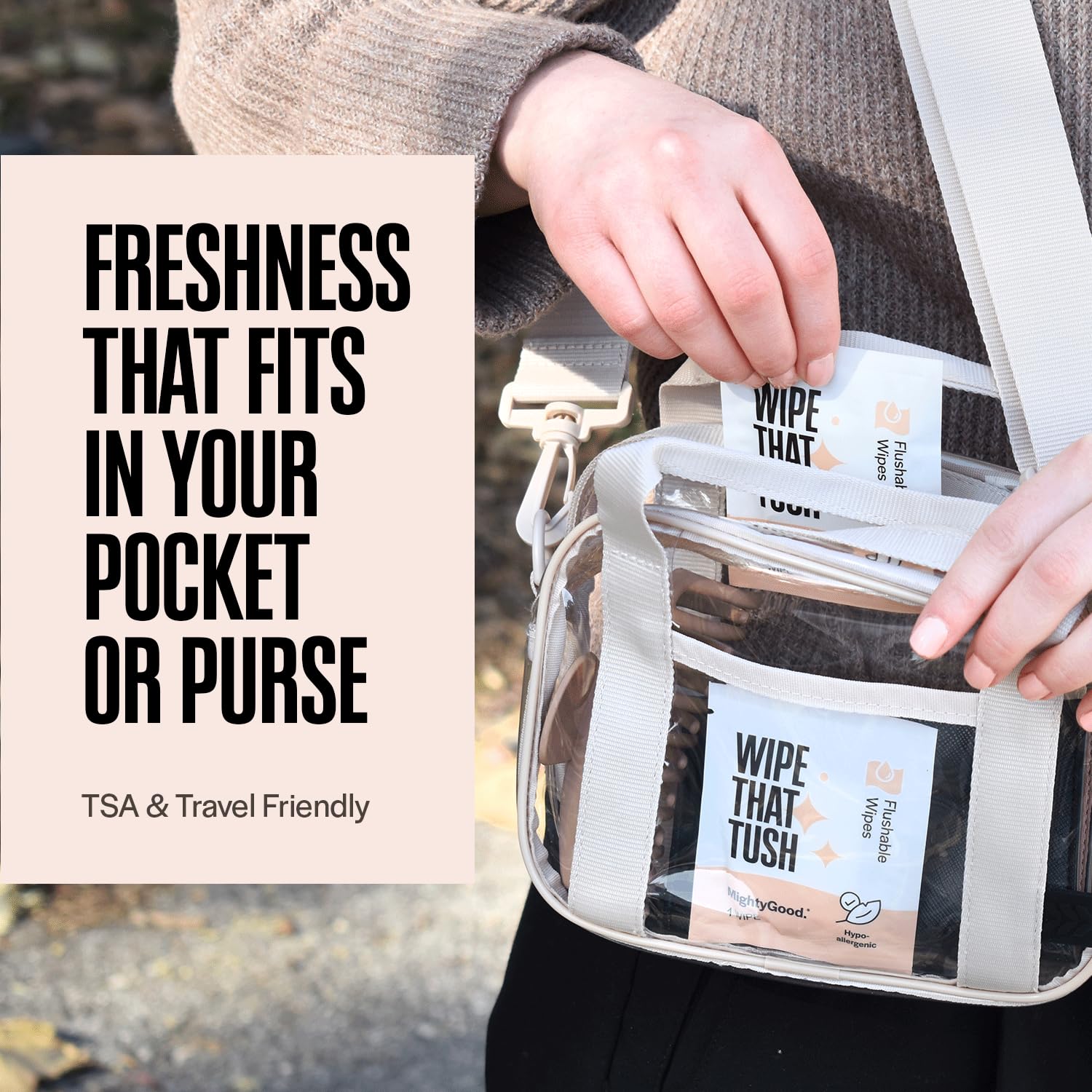 Wipe That Tush Flushable Wipes - Extra Large & Soft, Fragrance-Free, Hypoallergenic | 30 Individually Wrapped Wipes