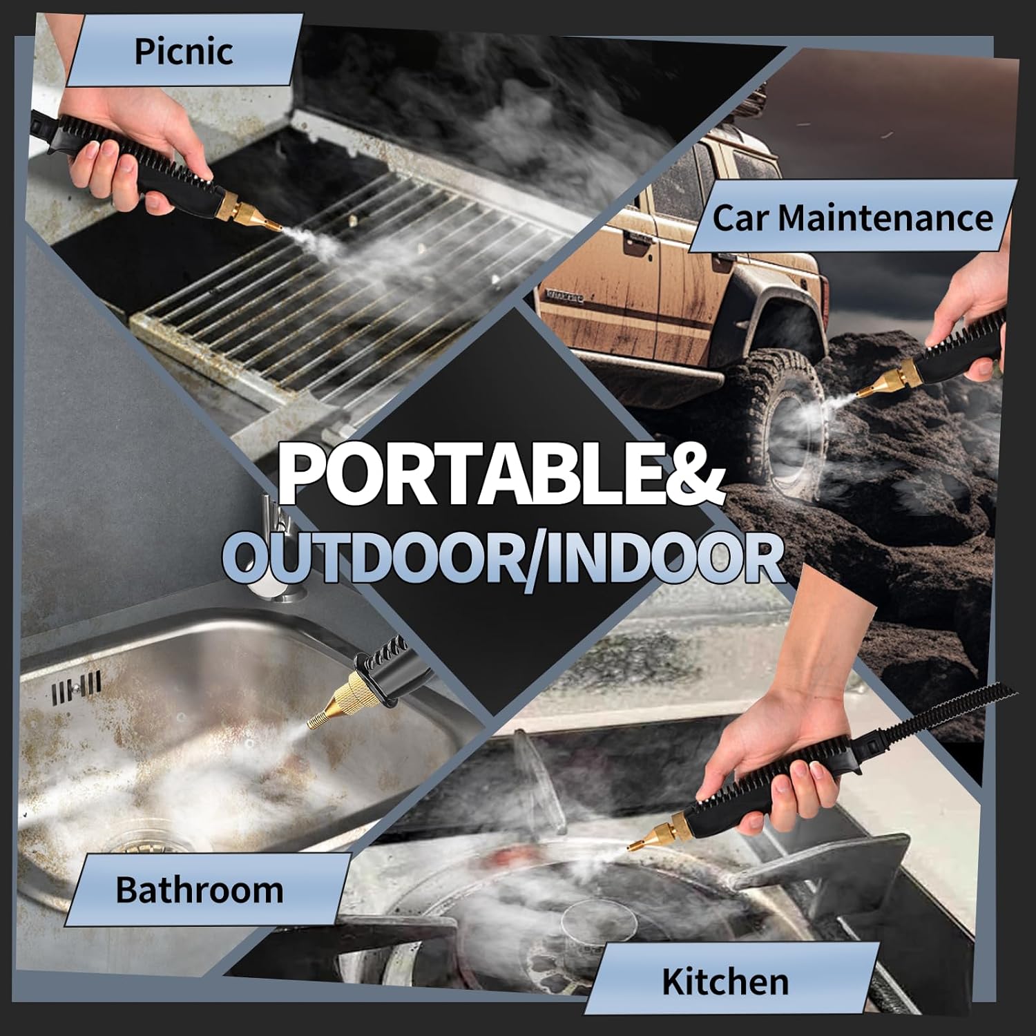 Skiennix Handheld Steam Cleaner - Portable High-Pressure Deep Cleaning for Kitchen, Bathroom & Car