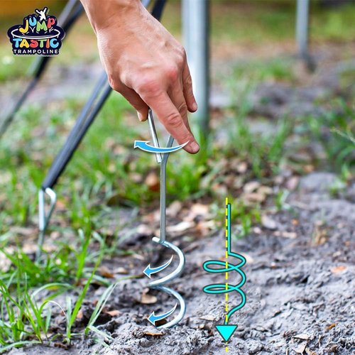 Jump Tastic Trampoline Anchors - 8 Heavy-Duty Anti-Rust Stakes & Straps for High Wind Stability