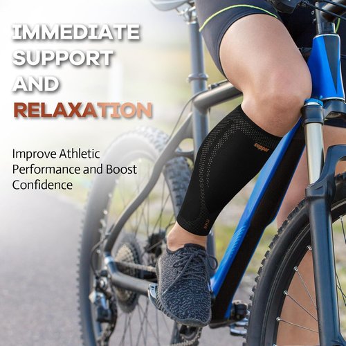Copper Calf Compression Sleeves - High Stretch Anti-Slip Grip | Breathable Footless Design for Runners & Travel (1 Pair)