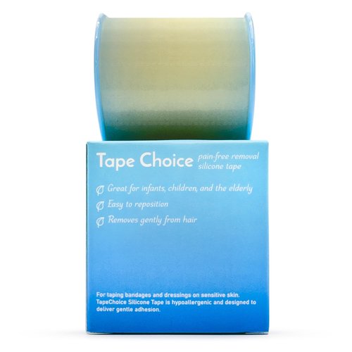 TapeChoice Silicone Tape for Skin Medical Silicone Tape Silicone Skin Tape Soft Silicone Tape Hypoallergenic Tape for Sensitive Skin Pain-Free Removal Tape Secures Dressing 1” 2" Wide (5.0ydx2.0in)