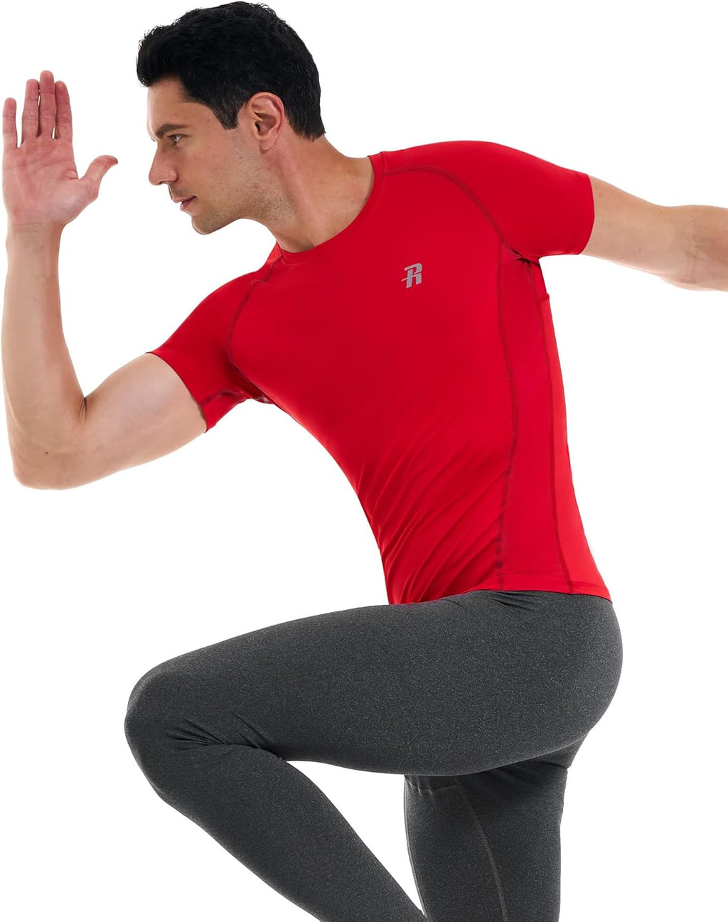 Runhit Men's Compression Shirt - Short Sleeve Athletic Tee for Cool Dry Workout | Base Layer Undershirt
