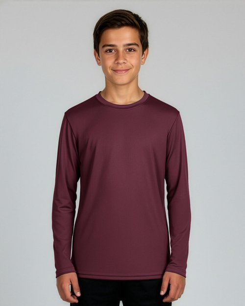 Real Essentials 4 Pack: Boys' Mesh Long Sleeve Athletic T-Shirt - Kids Teens Youth Active Tees Running Tops- Set 3,L, 12-14