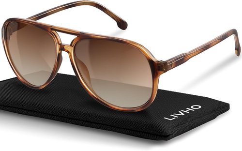 Livho Polarized Aviator Sunglasses - Retro Oversized UV Protection Shades for Men & Women