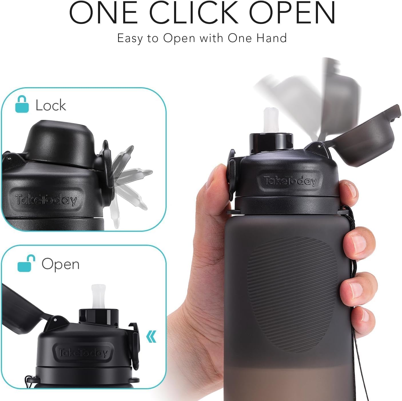 TakeToday Collapsible Water Bottles - 32oz & 20oz | Compact, Leakproof Silicone for Travel & Hiking