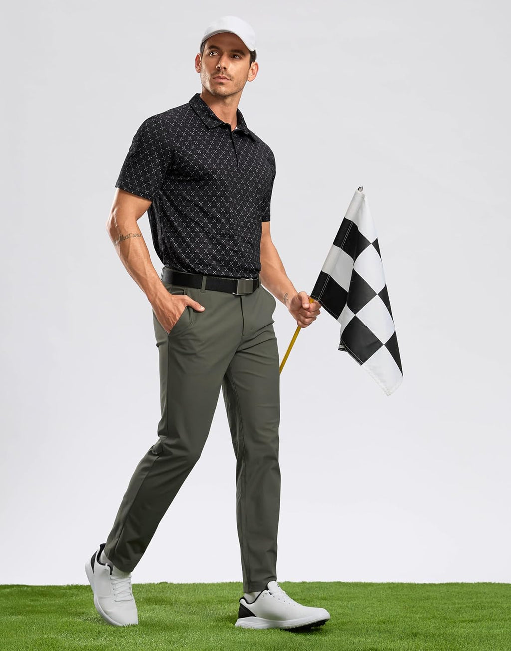 Skiennix Men's Golf Shirt - Short Sleeve Moisture-Wicking Polo | Lightweight Casual Print Design