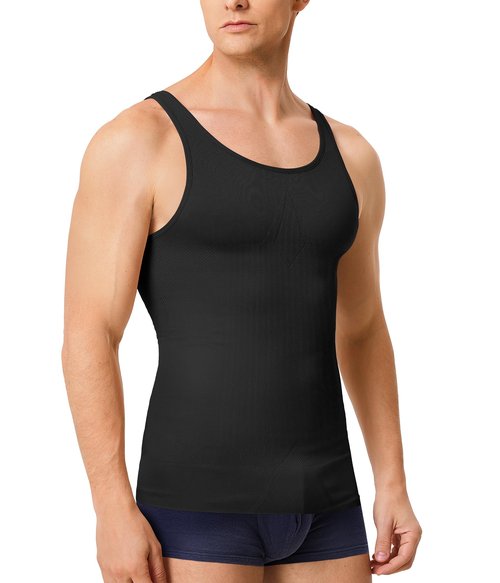 MOLUTAN Compression Shirt Men Tank Top Undershirt Slimming Body Shapewear Tummy Control Gynecomastia Sleeveless Black