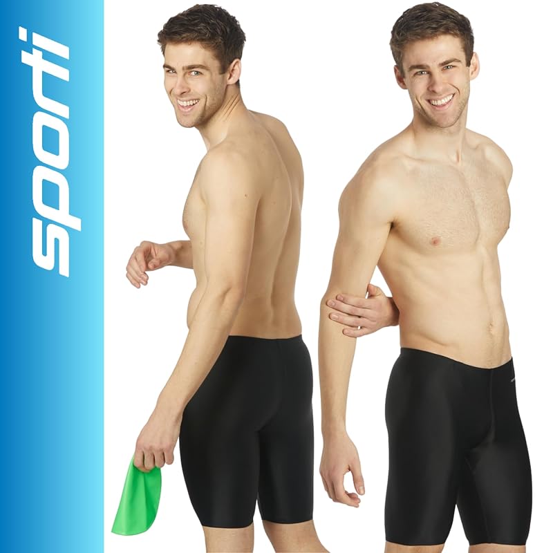 Sporti Men’s Solid Black+34 Jammer Swim Briefs for Competition (Variation of THIS listing)