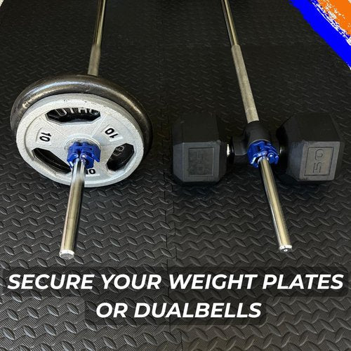 Dualbell Weight Collars, Quick Release Barbell Clamps for 1" Standard Diameter Bars, Exercise Collars Fit 1"(25mm) Quick Lock Pair of Collar Clips for Home Gym Weightlifting Fitness Training (Blue)