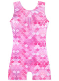 HOZIY Mermaid Gymnastics Leotards for Girls 1t 2t Kids Tumbling Outfit Biketard Dance Clothes with Shorts Sparkly Shiny Glitter Sparkle Pink