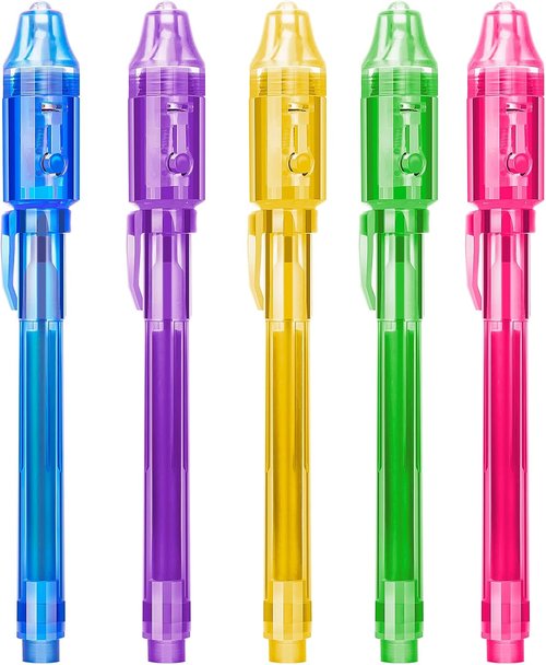 Invisible Spy Ink Pen Set - 5 Pack with UV Light | Fun Party Favors for Kids Ages 8-12