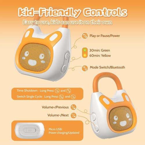 Alilo Pocket Bunny Portable Kids Music Player - High Fidelity Sound | 120+ Stories, Lullabies & Bluetooth Speaker