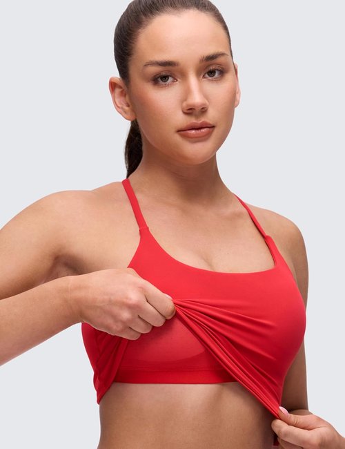 CRZ YOGA Butterluxe Crop Tank Top for Women - Padded Adjustable Straps | Longline Yoga Bra