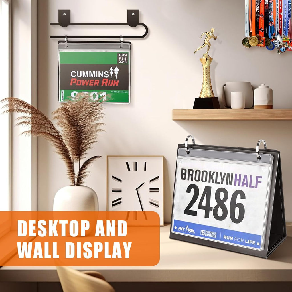 Skiennix Race Bib Holder - Desktop Display Album with 20 Vinyl Sheet Protectors
