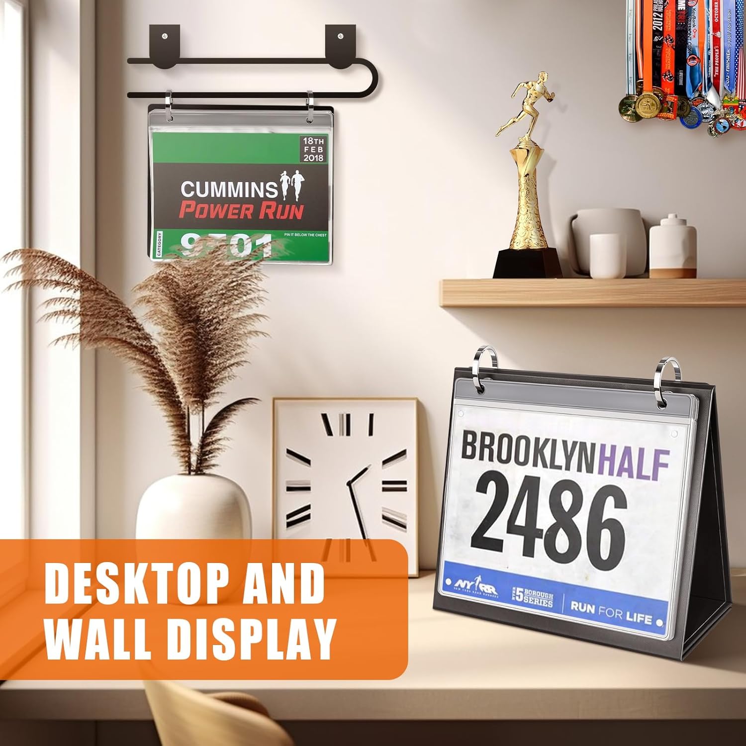 Skiennix Race Bib Holder - Desktop Display Album with 20 Vinyl Sheet Protectors
