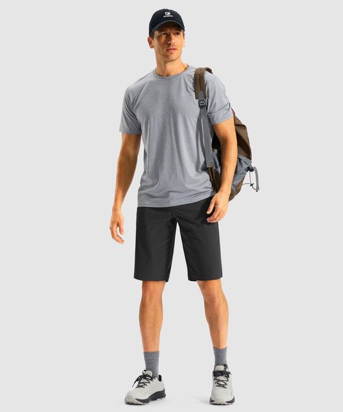 G Gradual Men's Casual Shorts 11" Long Lightweight Golf Shorts for Men Hiking Work Outdoor Stretch Quick-Dry with 3 Zipper Pockets Black
