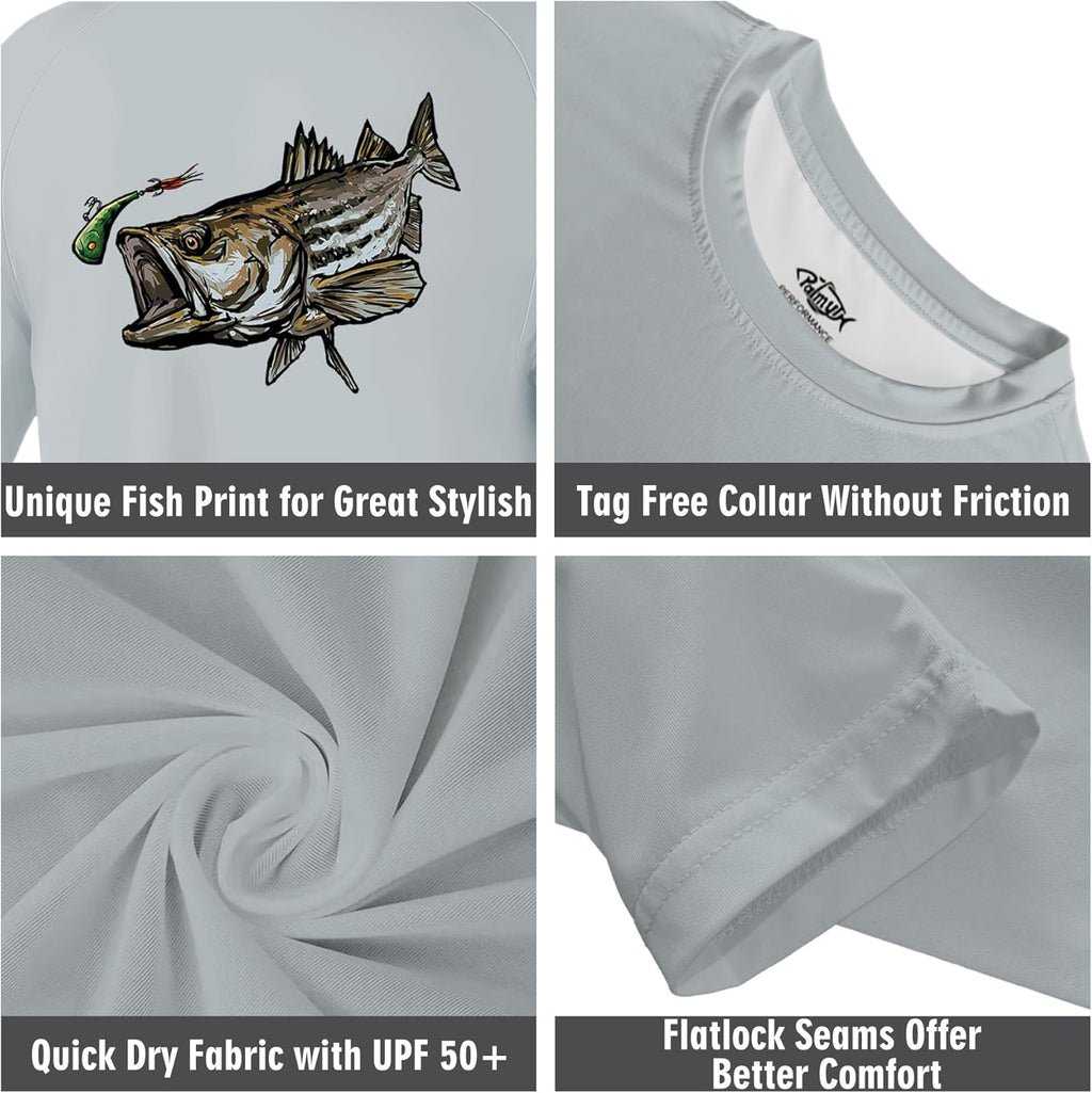 Palmyth Boys Fishing Shirt - Youth Long Sleeve T-Shirt with UPF 50+ Sun Protection
