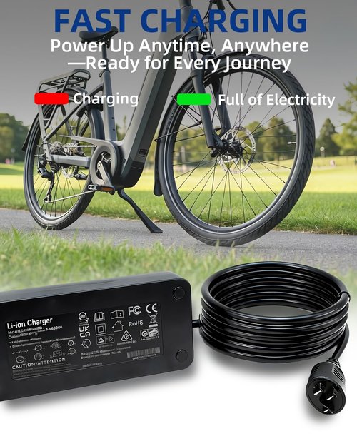 42V 2A Fast Battery Smart Charger for Bosch Electric Ebike 36V Lithium Battery, Compatible with Bosch Electric Bike Performance Line, Active Line & CX Models, Compact Design, SGS Certified