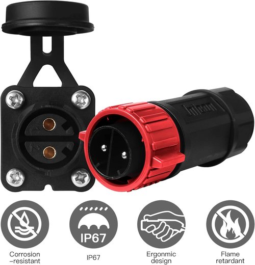 Marine Boat Trolling Motor Plug Receptacle Set - Waterproof 12V/24V/36V/48V DC Power Connector