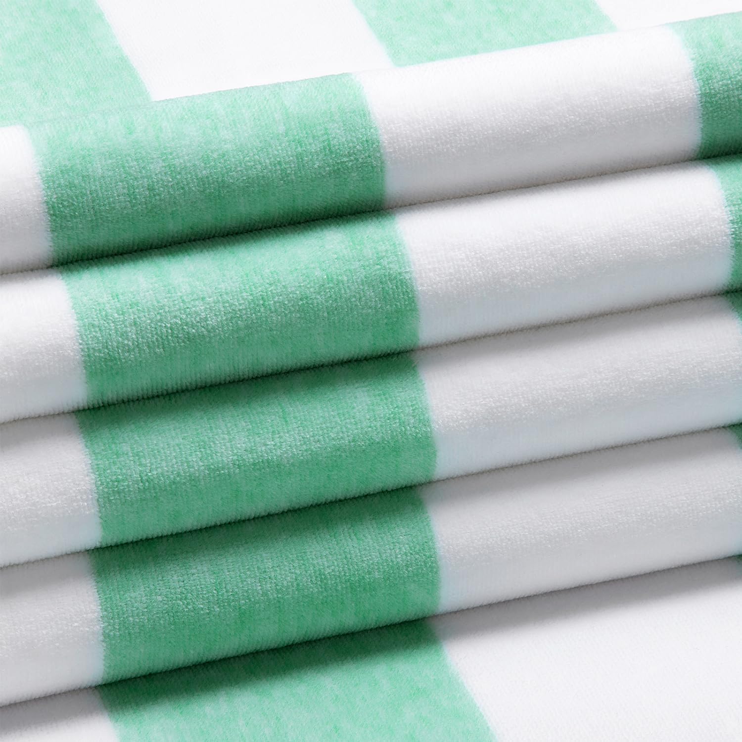 Skiennix Cotton Oversized Beach Towel - Large 70 x 35 Inch Quick-Dry Green Striped Pool Towel