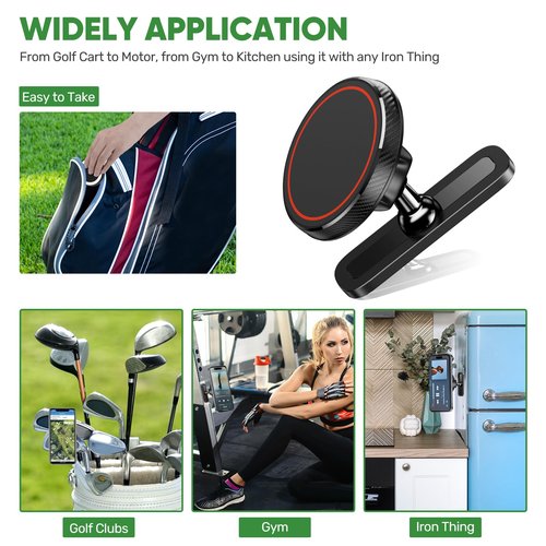 Magnetic Golf Cart Phone Holder, Strong N52 Magnets, Compatible with MagSafe iPhone 12-17, Fits EZGO/Club Car/Yamaha, Golf Gifts for Men Women, Stocking Stuffers Gift, Golf Cart Accessories Essentials