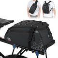 KEMIMOTO Rear Bike Rack Bag, 11L Water-resistant Trunk Bag 3-IN-1, Zippered Bicycle Backpack Shoulder Pannier Saddle Bag for Ebikes Cycling Commuting Travel Outdoor Camping