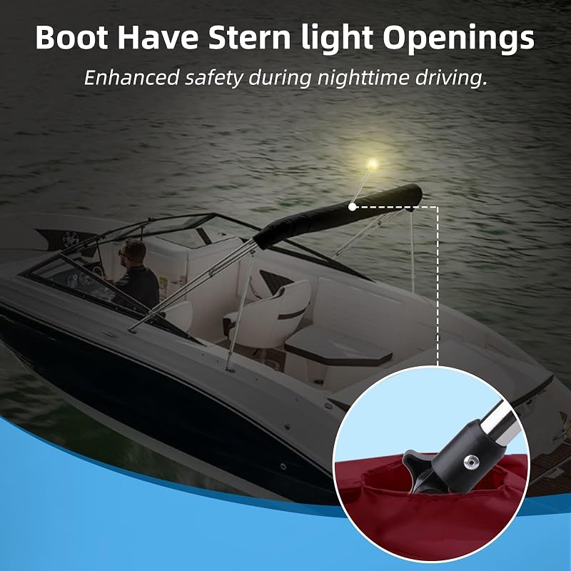 600D Bimini Top Storage Boot for 3-4 Bow Tops - Burgundy + 4 Bow, 97"-103" W