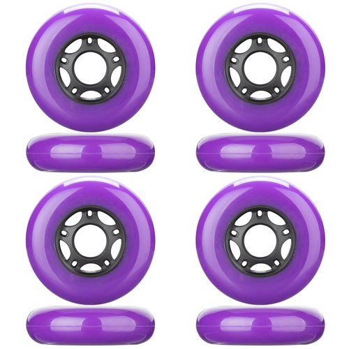 WHEELCOME 8-Pack Inline Skate Wheels Outdoor Indoor Roller Blade Wheels 85a Roller Hockey Wheels 64mm 70mm 72mm 76mm 80mm Inline Wheels Replacement for RipStik, Luggage, Scooter, etc (Purple, 76mm)