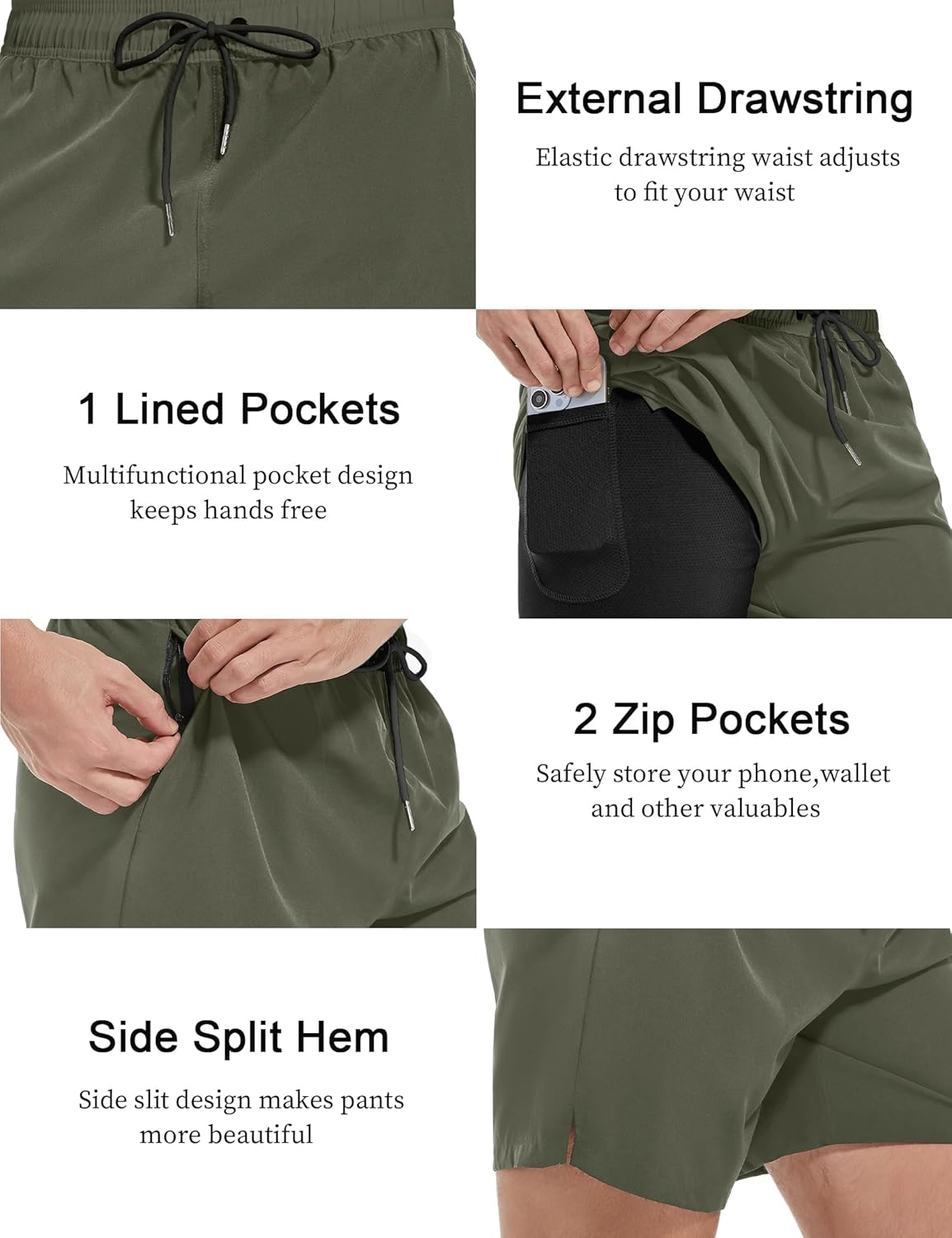 Skiennix Men's 5-Inch Gym Shorts - Lightweight Quick-Dry Athletic Wear for Running & Hiking