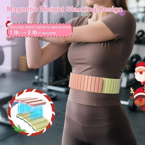 Lxlivn 2025 Upgraded Magnetic Ankle Weights for Women, Wrist Weights,Silicone (Waterproof), Non-Slip, Easy Wear, Adjustable (Men & Women), Ideal for Jogging/Yoga/Pilates & More, Great Gift.（2 Pack）
