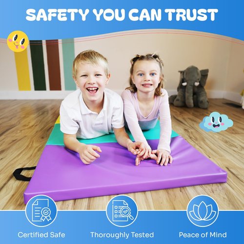 New Bounce Tumbling Mat - Gymnastics Exercise Mat for Kids | Folding Design for Home Use