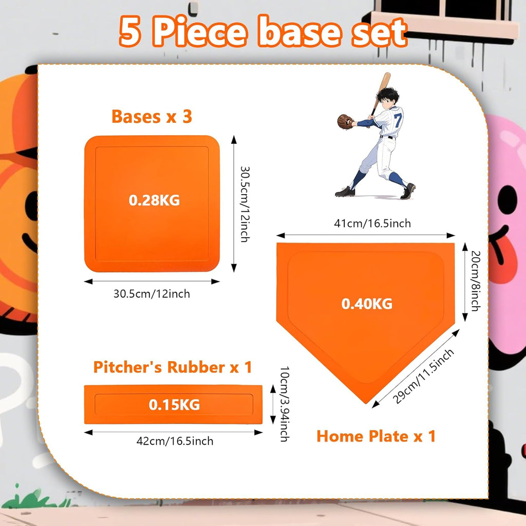 Thrown Down Baseball Bases - Ideal for Baseball, Tee Ball, Softball & Kickball | Perfect for Backyard Practice