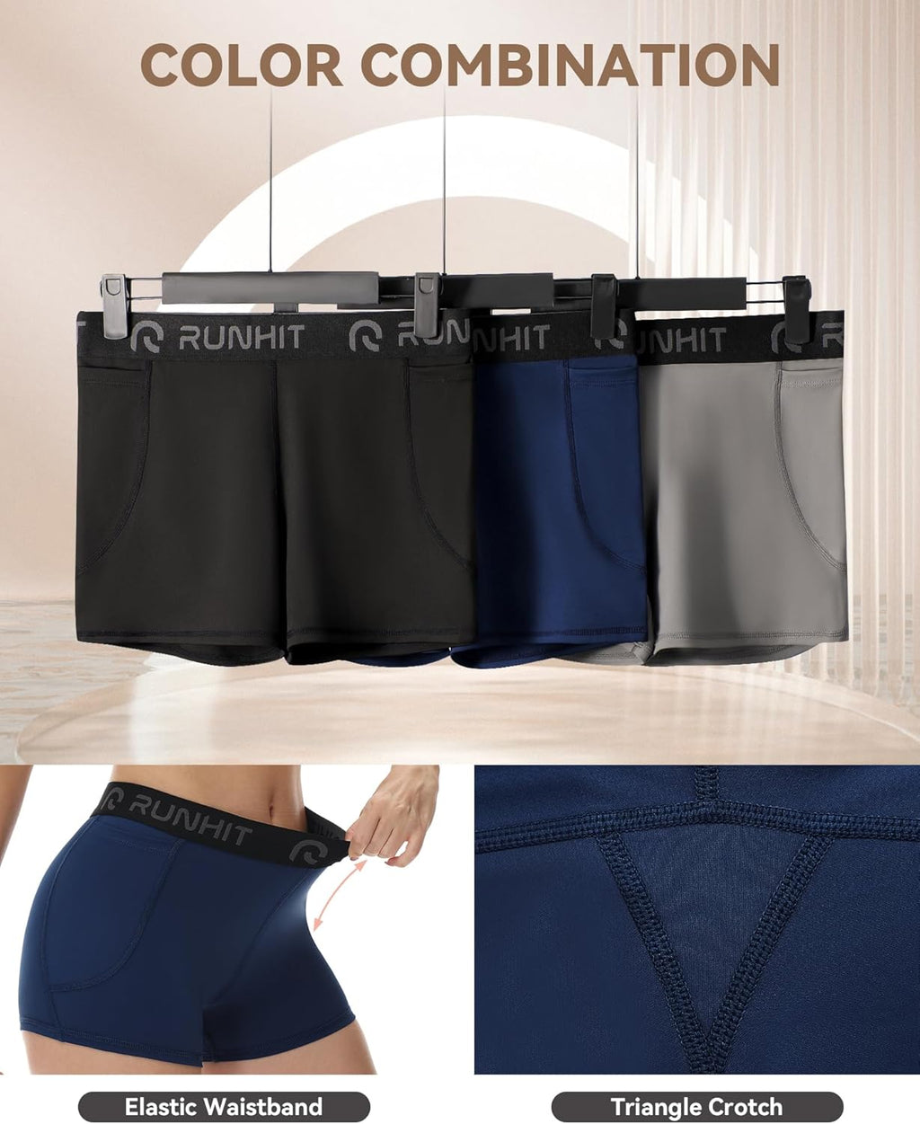 Runhit 3" Volleyball Shorts - Women's Compression Spandex Shorts for Workout & Yoga | 3-Pack Set