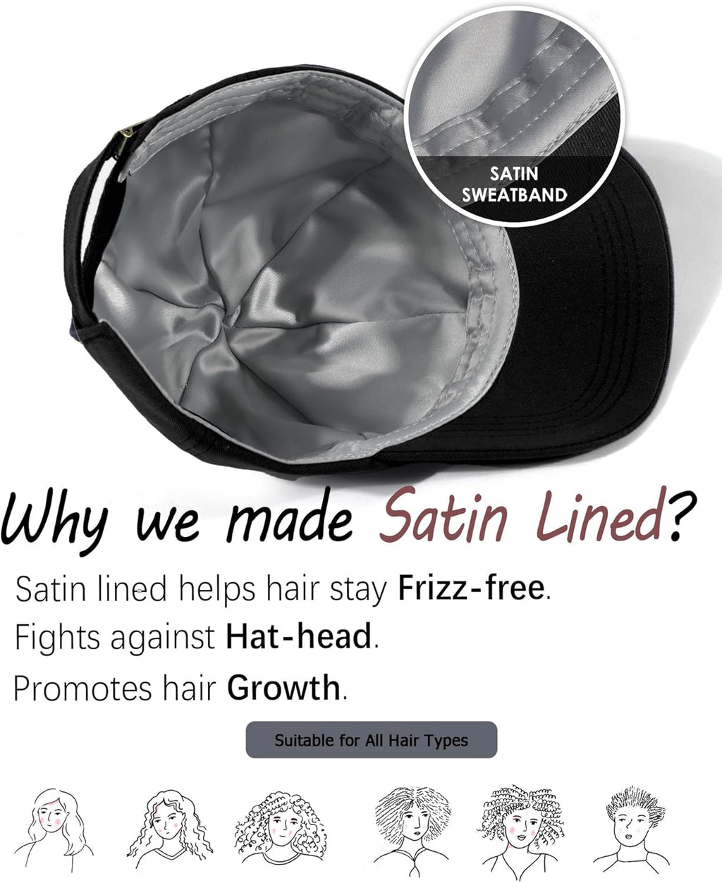 Skiennix Women's Satin Lined Baseball Cap - Adjustable Vintage Dad Hat with Silk Lining