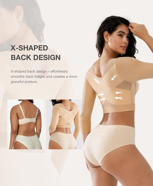 Lover-Beauty Arm Shaper for Women Post Surgery Arm Lipo Compression Sleeves Front Closure Posture Corrector Skin Small