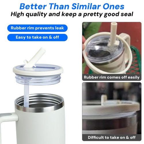 30 oz stanley lid replacement,for Stanley H2.0 Quencher Cup Accessories,stanley lids 30 oz leakproof replacement-stanley cup lid 30oz 2pack （Cream White ）