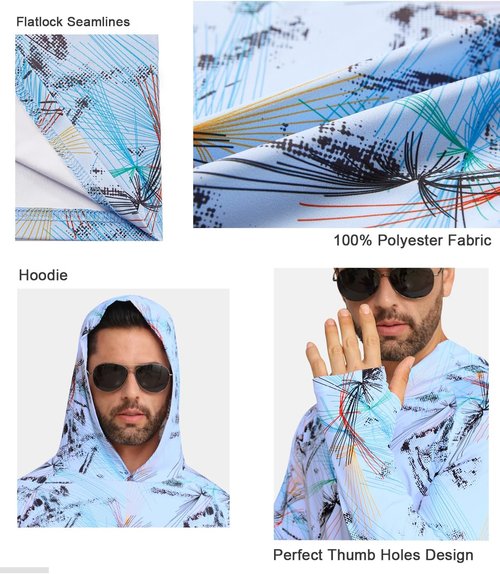 iCKER Men's UPF 50+ Sun Protection Hoodie - Long Sleeve UV Rash Guard for Fishing, Hiking & Running