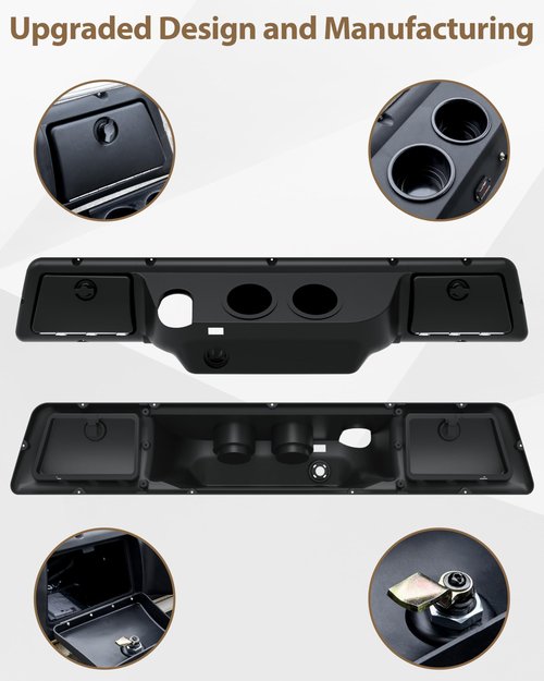 SAUTVS Dash Board Cover Assembly Combined Instrument Board with Glove Boxes Cup Holders Compatible with Club Car DS 1982+ Golf Cart Accessories