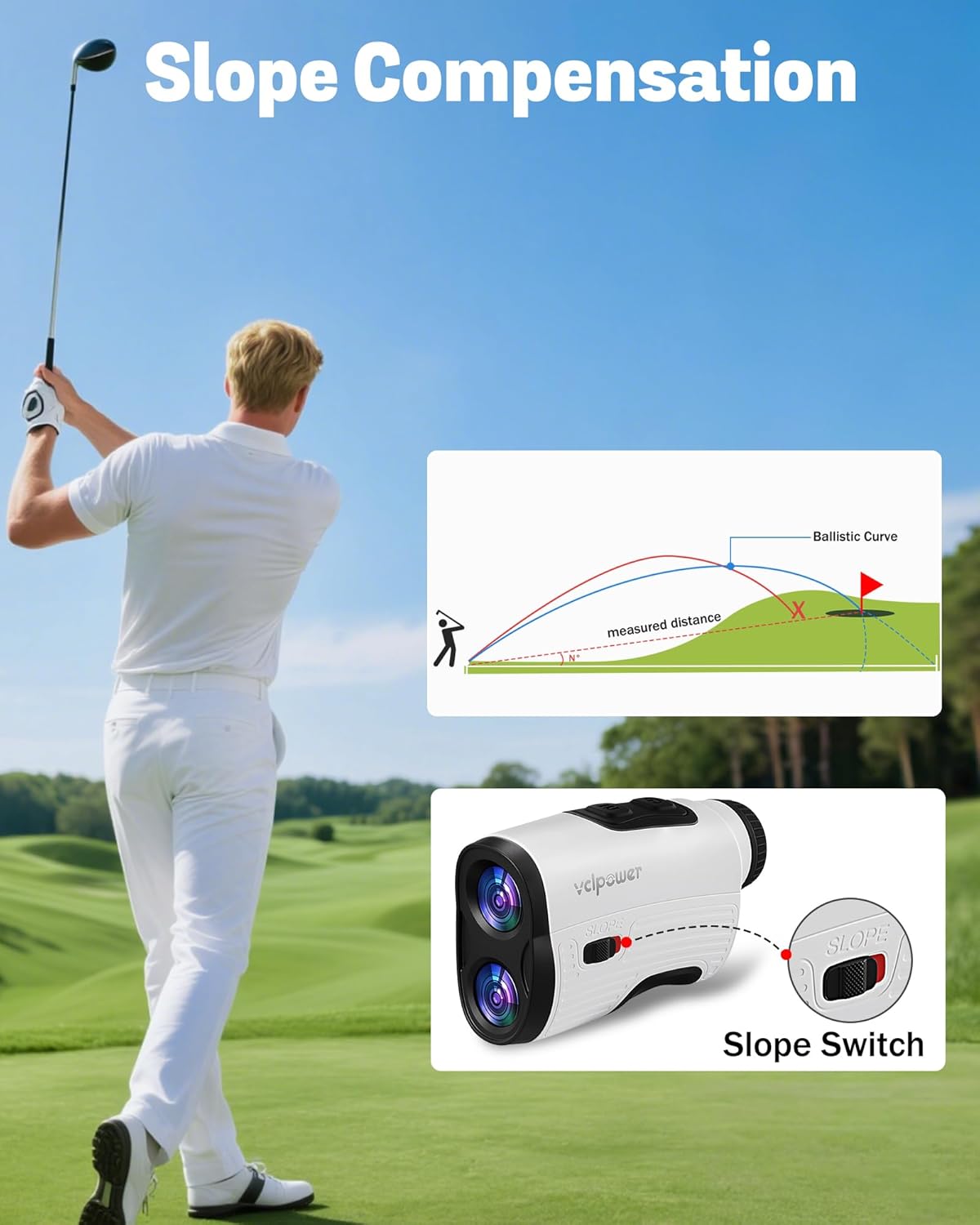 VCLPOWER Golf Rangefinder - 1200 Yards Laser with Slope, 7X Magnification & Waterproof Design