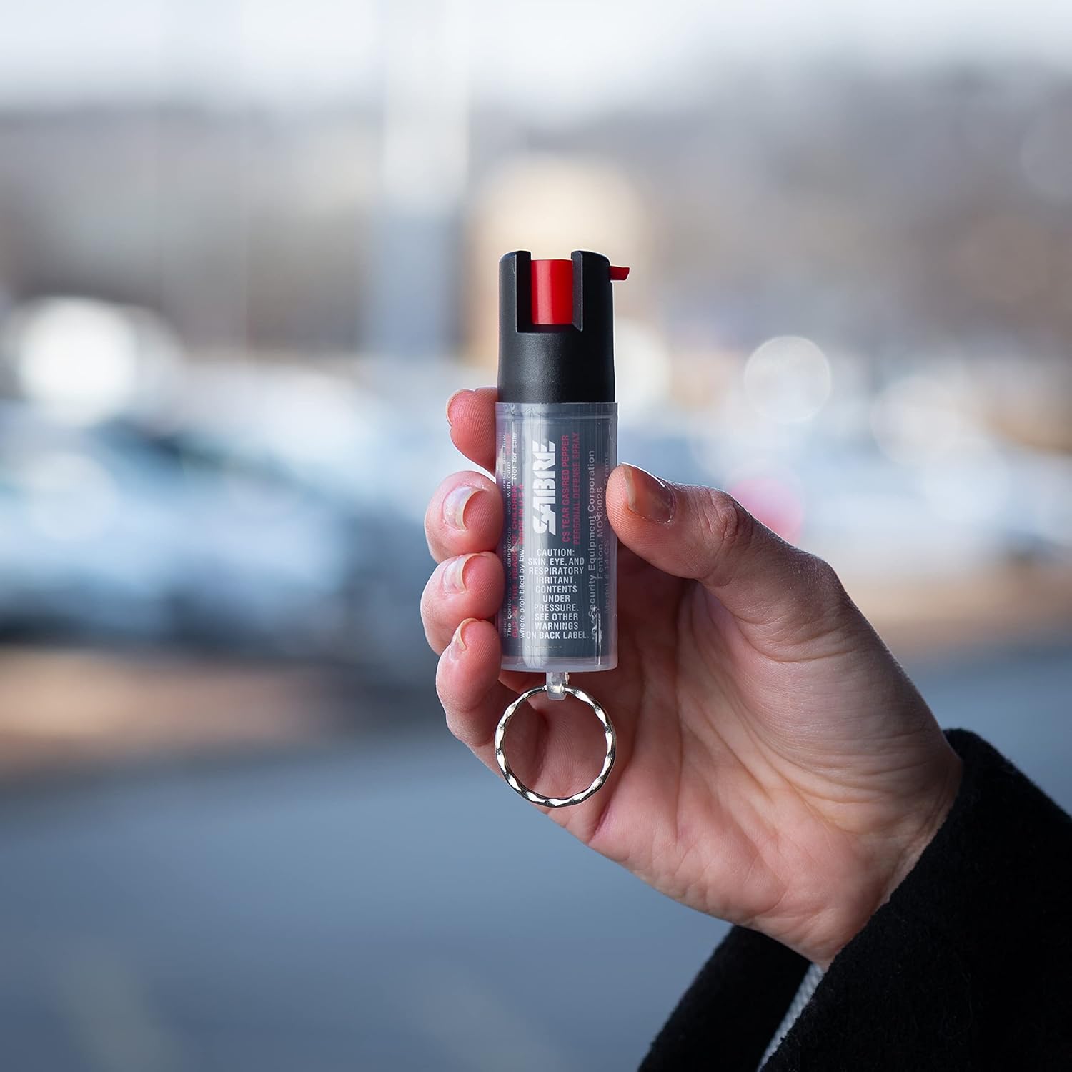 SABRE Defense Spray - 3-in-1 Formula with Key Ring | 25 Bursts, 10-Foot Range, Black
