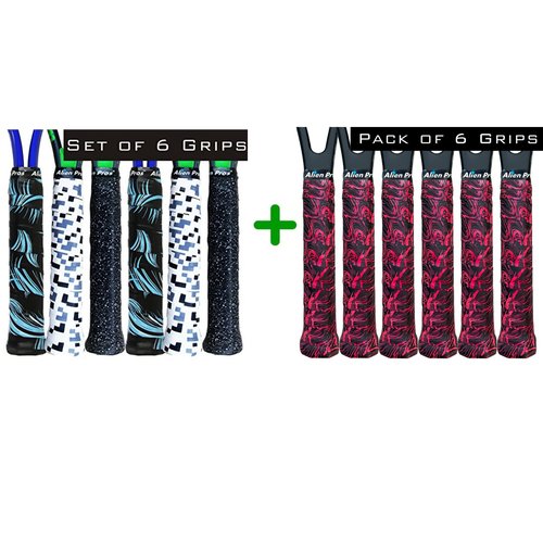 ALIEN PROS 12 Pack Sailor Mix & Fire Tennis Racket Grip Tape – Tac Moisture Feel Tennis Grip – Wrap Your Racquet for High Performance