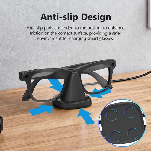 Charging Stand for Ray-Ban Meta Smart Glasses, Portable Charging Dock for Wayfarer, Headliner, Skyler with 3.3 ft USB-C Cable, Charger for Meta Glasses RayBan (Charging Dock)