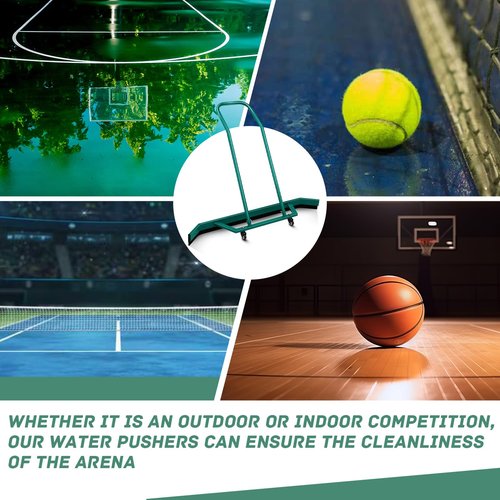 Leyndo Sport Tennis Court Squeegee 55.1x9.5x46.5 Inches Floor Squeegee Heavy Duty with Handle Aluminium Alloy, Green Wheel Commercial Water Remover Professional Accessories Squeegee Broom