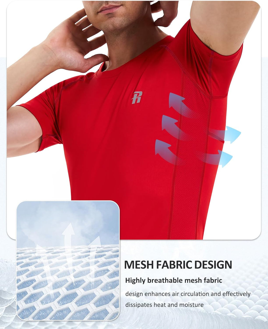 Runhit Men's Compression Shirt - Short Sleeve Athletic Tee for Cool Dry Workout | Base Layer Undershirt