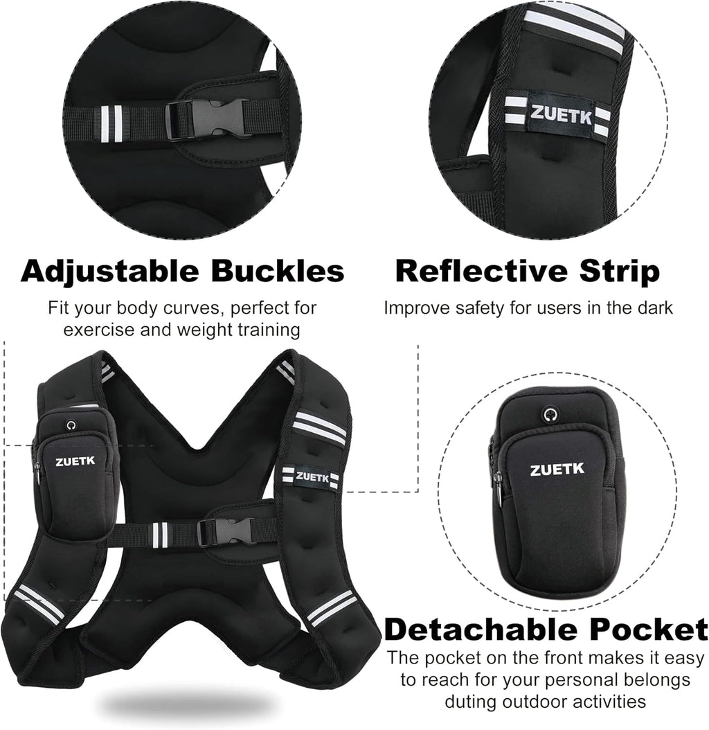 Skiennix Weighted Vest - Adjustable 6lb to 30lb | Reflective Stripe for Enhanced Safety in Workouts