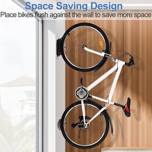 Tottist Wall Mounted Bike Rack for Indoor Storage - Heavy Duty 150° Swivel, No Drill Space Saving Design, Fits MTB/Road/E-Bikes & Hybrid, Anti-Slip Stopper (1-Pack, Black)