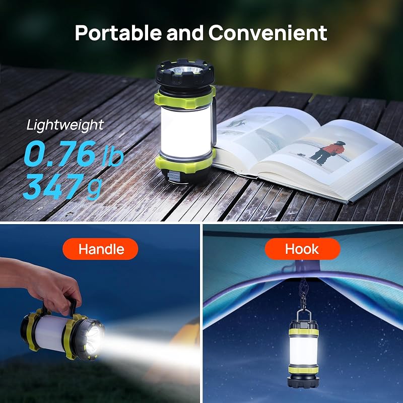 Consciot 1 Pack LED Camping Lantern & Flashlight - 6 Light Modes, USB-C Rechargeable