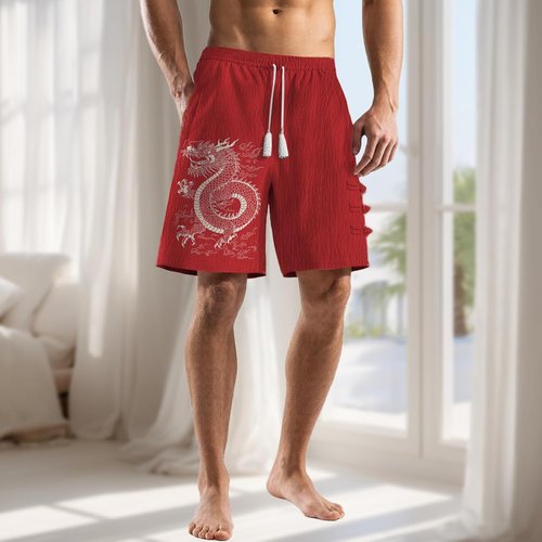 Domirica Men's Summer Shorts - Wide Leg Elastic Waist Sports Shorts with Pockets | Quick Dry Beachwear
